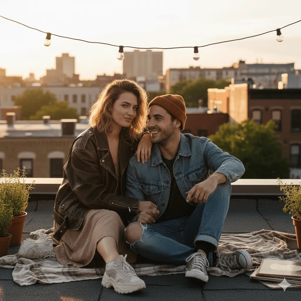 Couple on rooftop